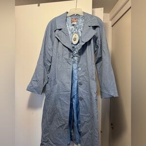 Vintage RARE April Cornell Elegant Blue damask lining trench coat Jacket - NWT